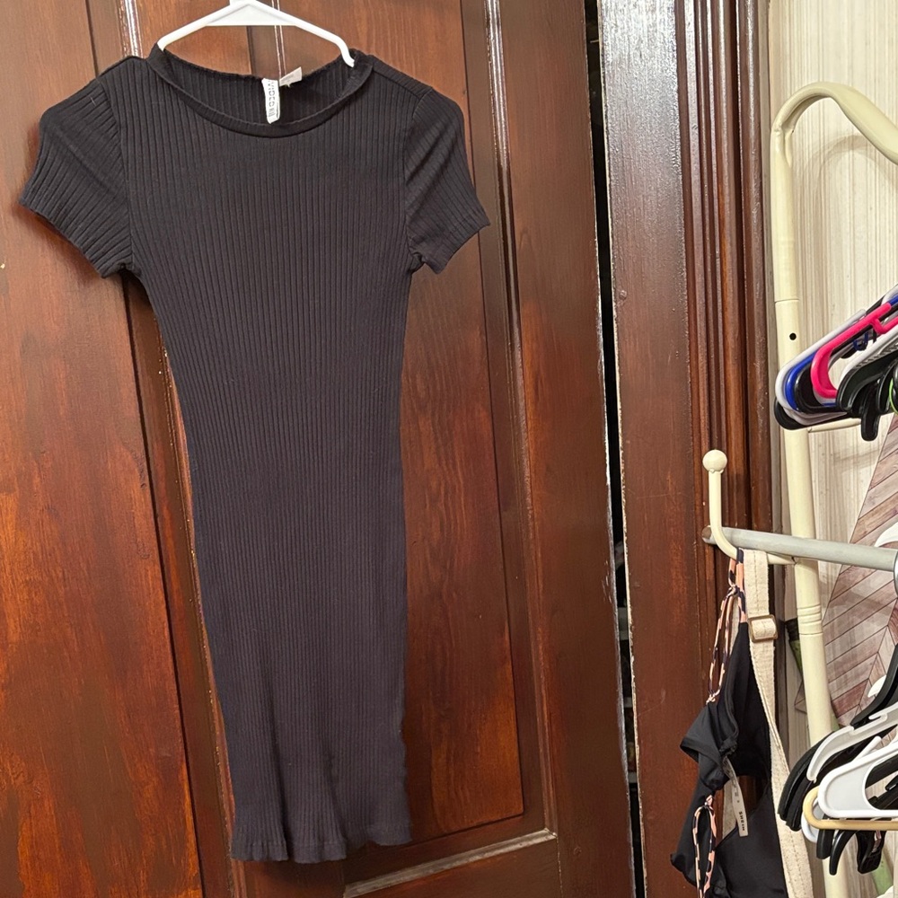 H&M Black Ribbed Mini Dress